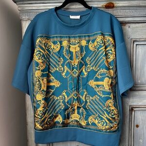 Versace Collections S/S Men's Top with Silk Baroque Print  Size 40